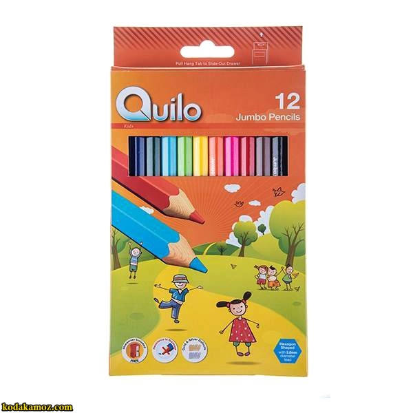 مداد رنگی 12 مقوایی جامبو کویلو 2 مداد رنگی 12 رنگ مقوایی جامبو کویلو - Image 1