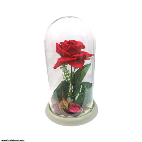 گل رزجاودان  شیشه ای 20 سانتی متری 1
