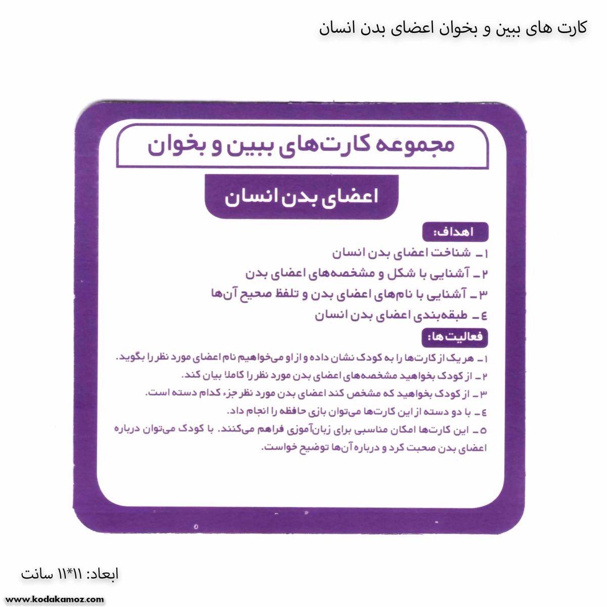 کارت های ببین و بخوان اعضای بدن انسان 1