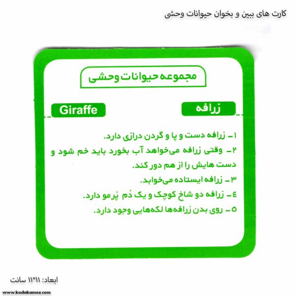 کارت های ببین و بخوان حیوانات وحشی 2