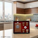 ست قمقمه کتابی چرمی 4 شات 1