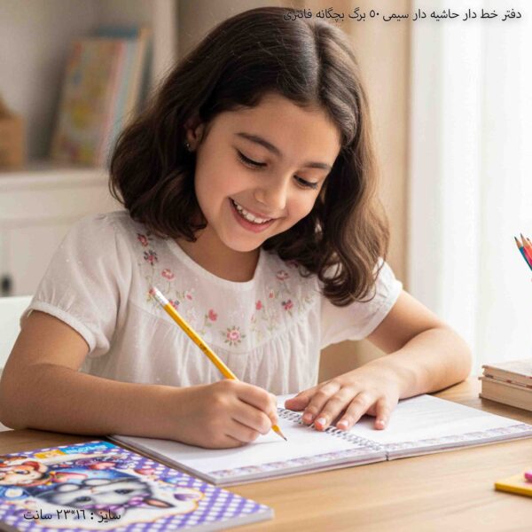 دفتر خط‌دار حاشیه‌دار سیمی ۵۰ برگ بچگانه فانتزی 10