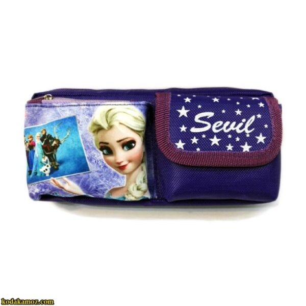 جامدادی 2 زیپ جیب دار چسبی طرح السا و آنا FROZEN
