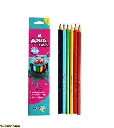 مداد رنگی 6 مقوايی آسيا