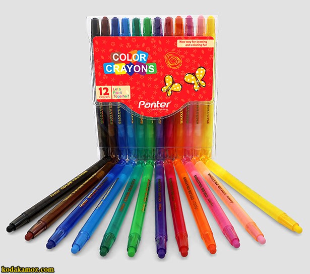 مداد شمعی پیچی پنتر 4 پاستل پیچی 12 رنگ سی بی اس - Image 1