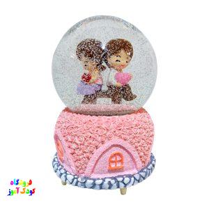 گوی موزیکال برفی(گوی موزیکال دخترو پسر قلب به دست )سایز بزرگ 1797 2
